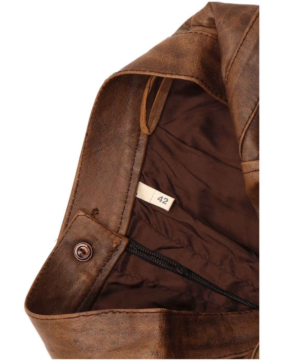 Falda de cuero vintage para mujer IT 42 Mediana W26 Marrón
