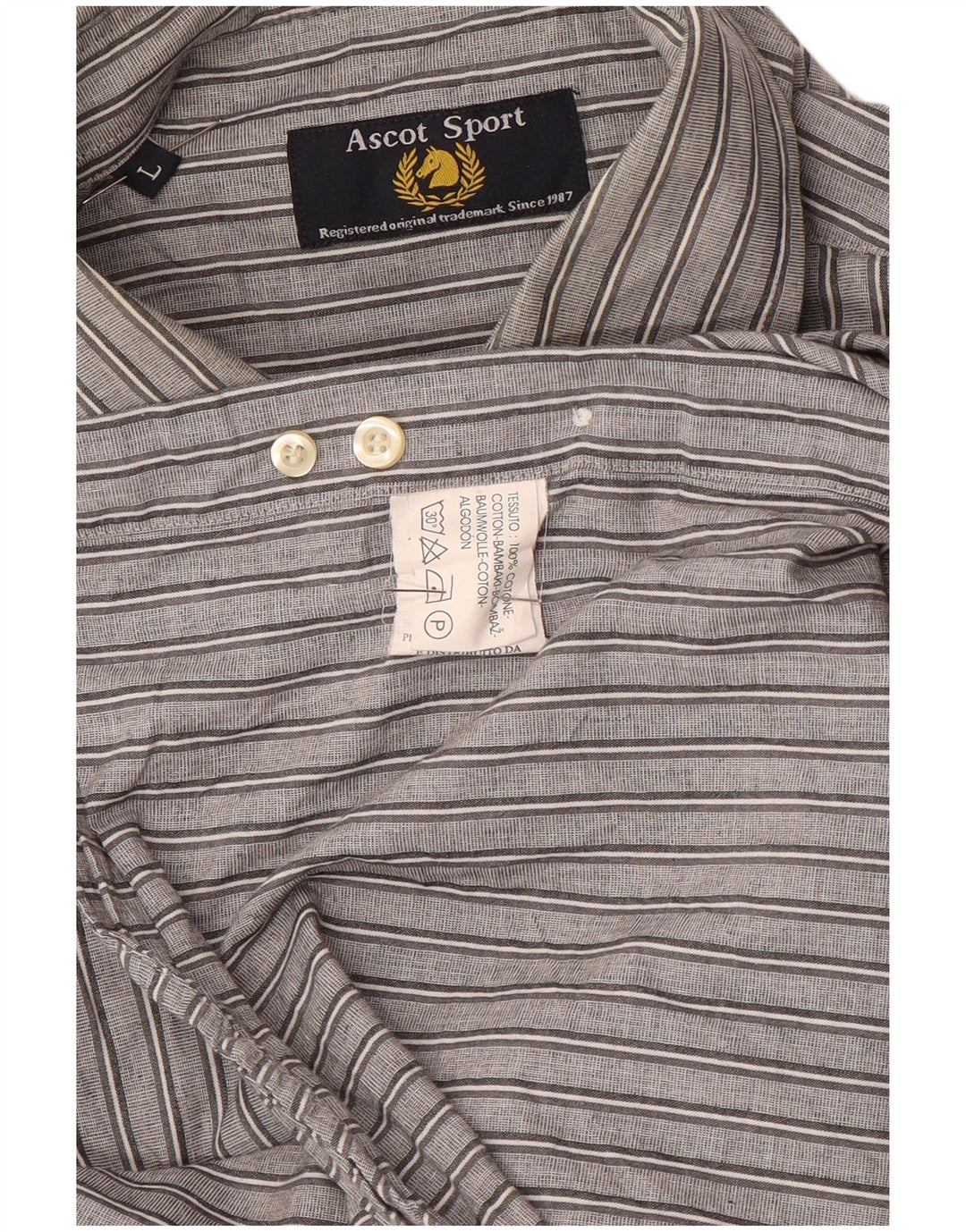 ASCOT SPORTS Camisa para hombre grande de algodón a rayas grises