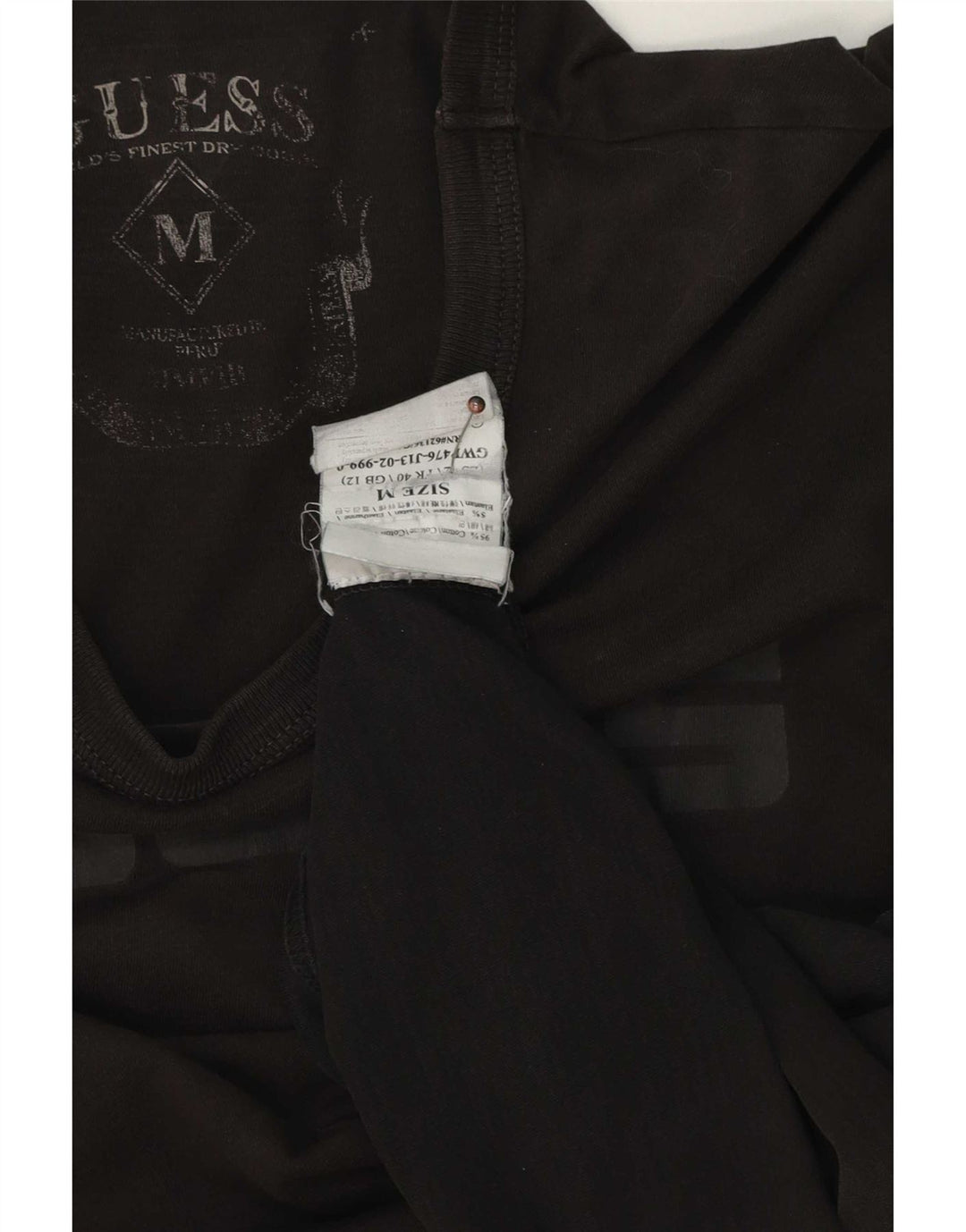 Guess Camiseta gráfica para hombre Top mediano de algodón negro