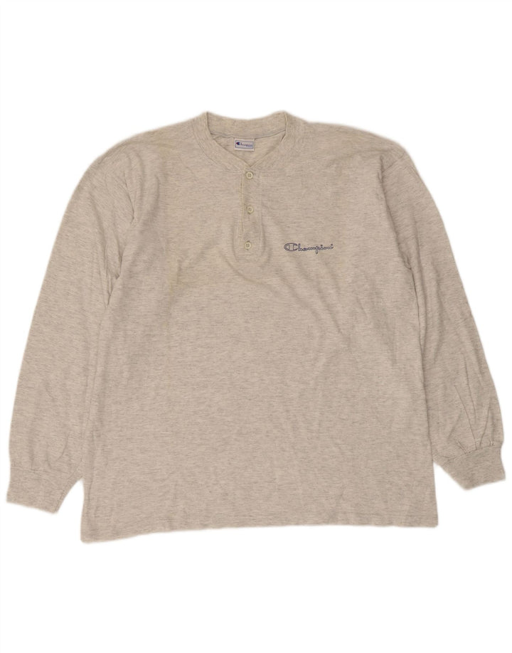 Champion Camiseta de manga larga para hombre XL Algodón moteado gris