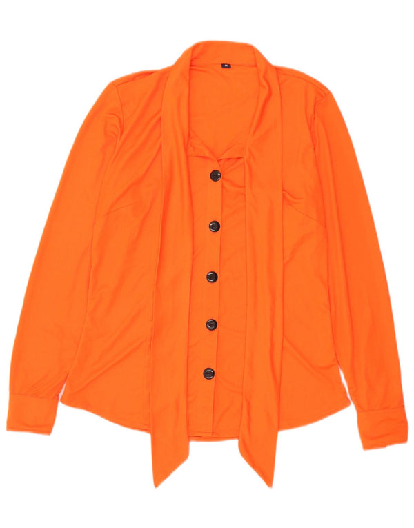 Vintage mujer frente corbata camisa blusa Reino Unido 14 naranja medio