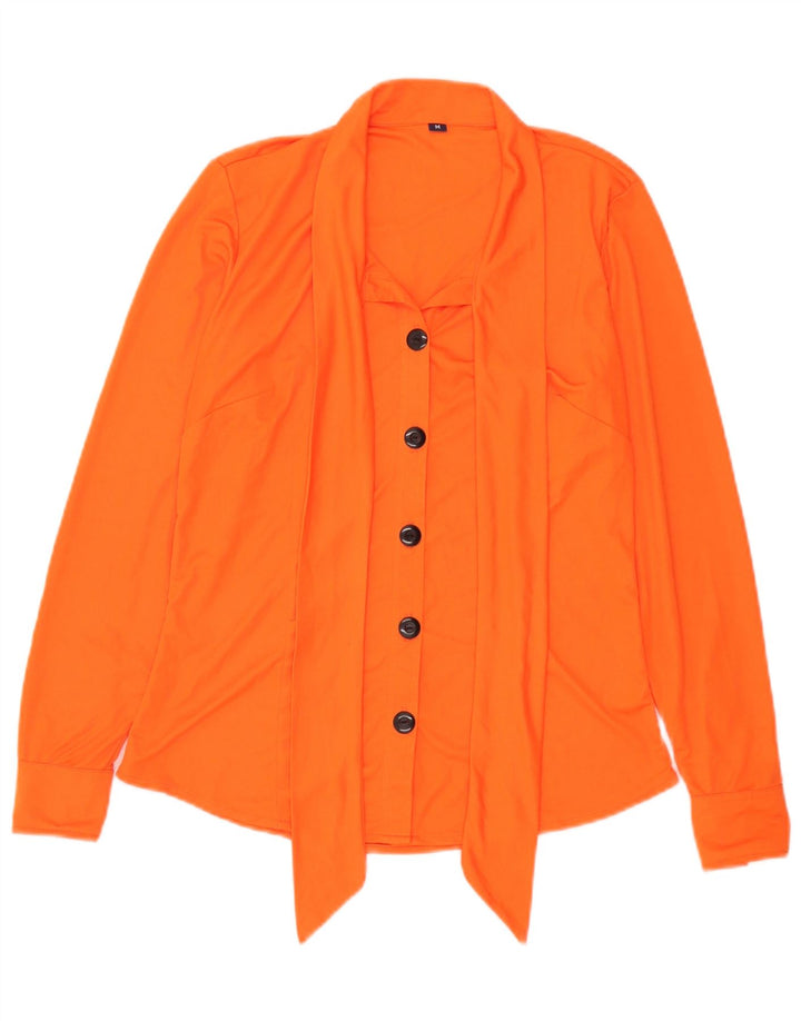 Vintage mujer frente corbata camisa blusa Reino Unido 14 naranja medio
