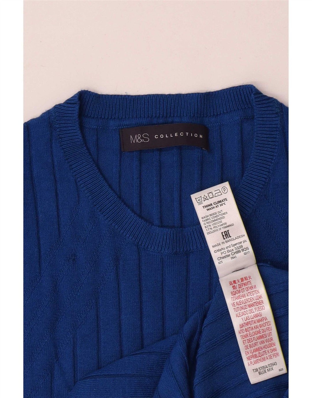 Marks & Spencer - Jersey de cuello redondo para mujer, talla 40, color azul medio