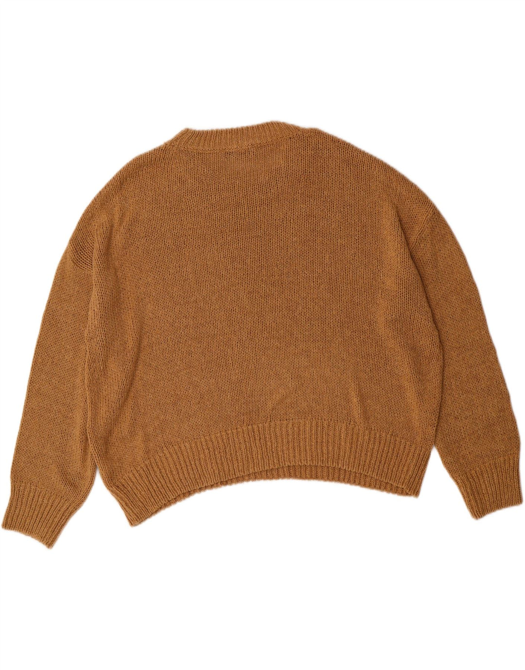 ZARA Womens Oversized Crop Crew Neck Jumper Sweater UK 14 Medium Brown Vintage Zara and Second-Hand Zara from Messina Hembry 