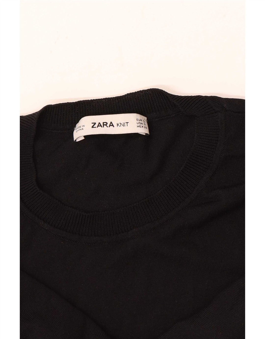 Zara - Jersey de cuello redondo para mujer, talla 40, color negro