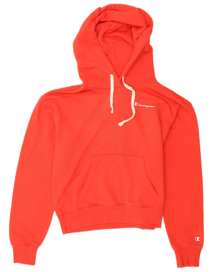 CHAMPION Womens Crop Hoodie Jumper UK 14 Medium Red