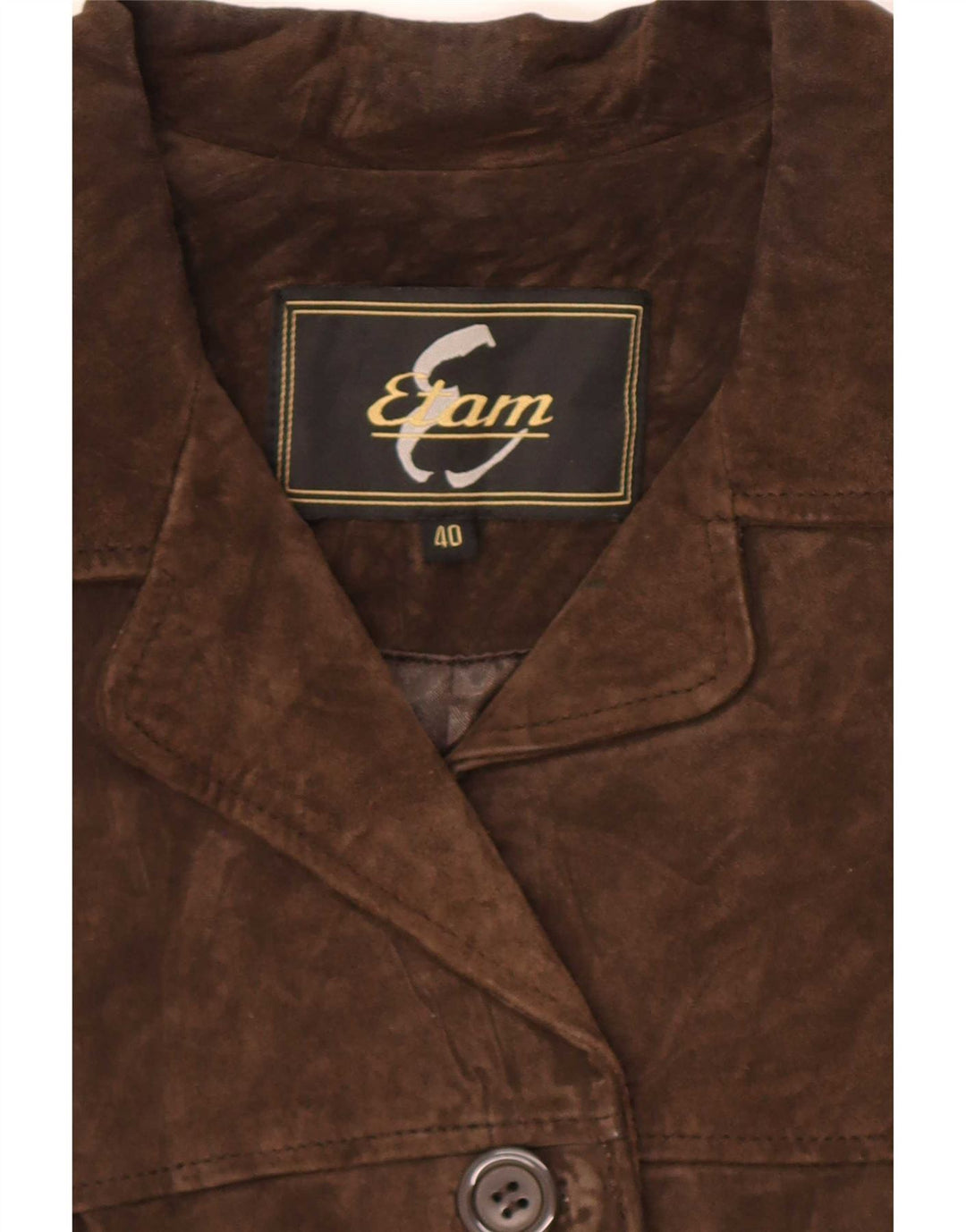 Etam Chaqueta de ante para mujer UK 42 Cuero marrón medio