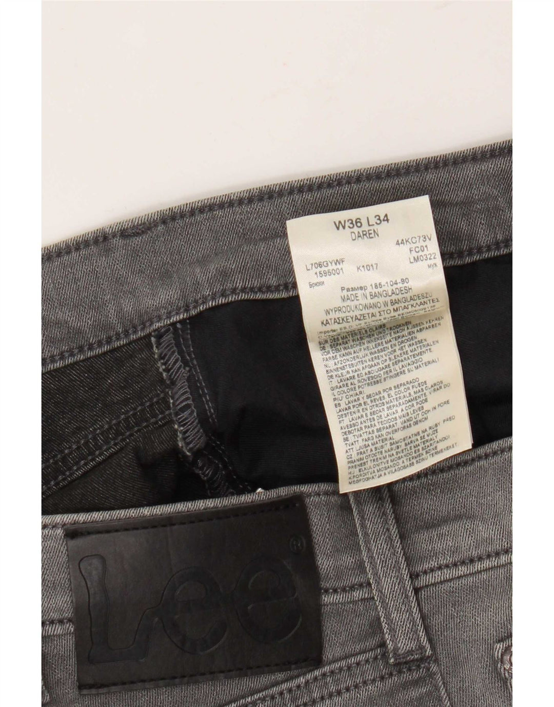 Vaqueros Lee Daren Slim para Hombre W36 L34 Algodón Gris