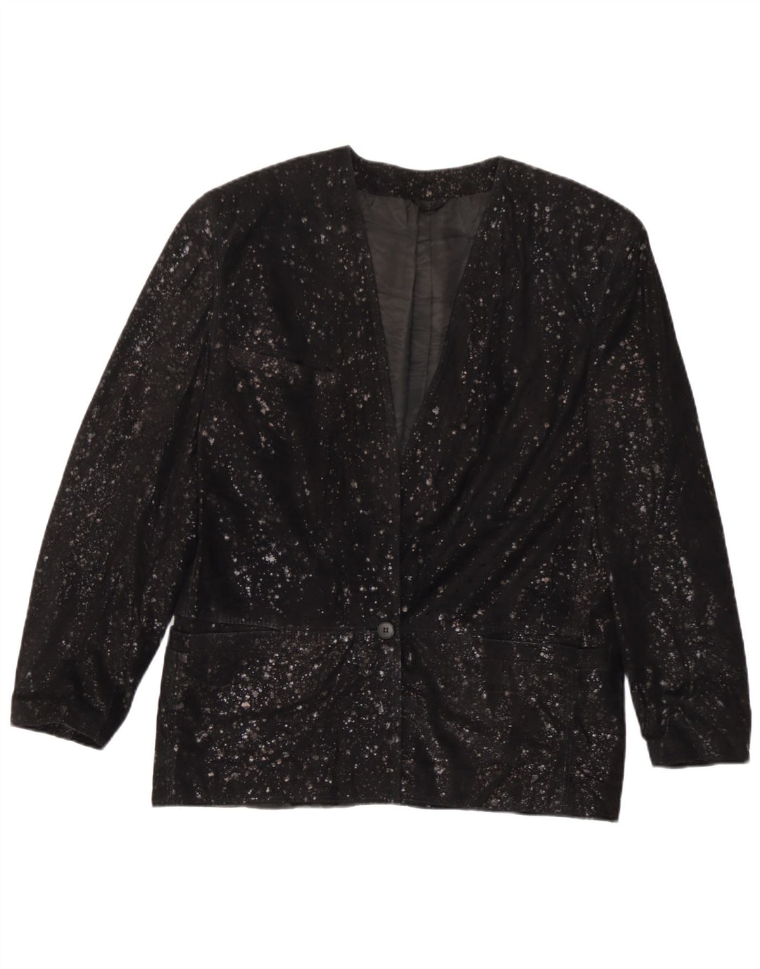 Carla Buti Chaqueta tipo blazer de ante con 1 botón para mujer IT 42 Medium Black Spotted