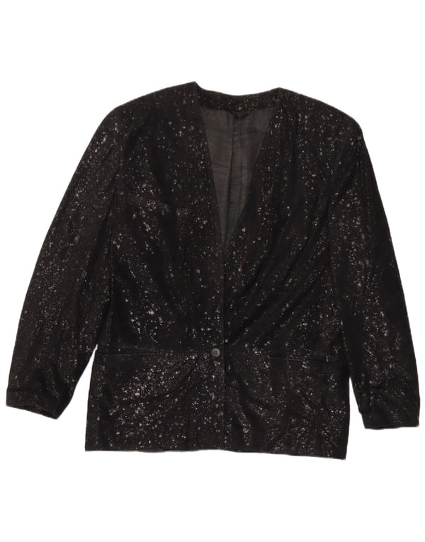 Carla Buti Chaqueta tipo blazer de ante con 1 botón para mujer IT 42 Medium Black Spotted
