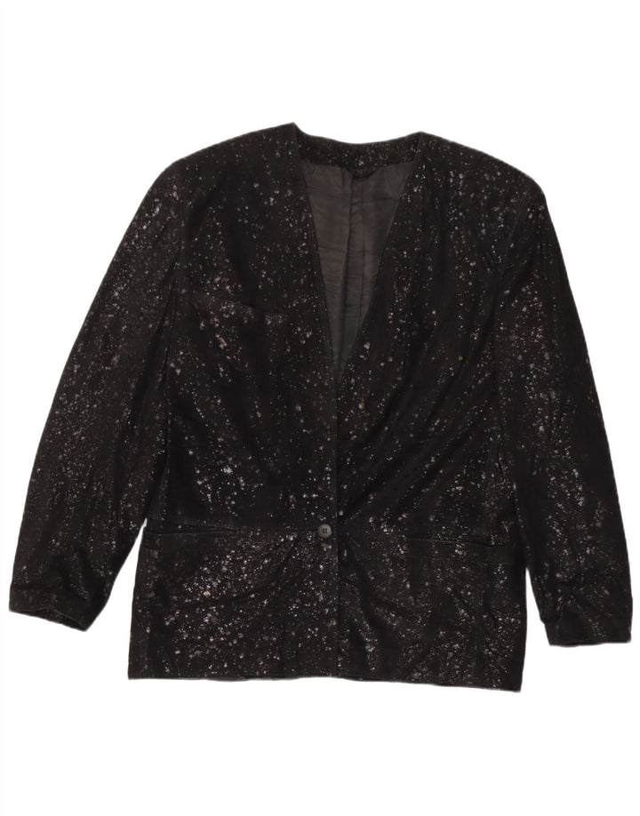 Carla Buti Chaqueta tipo blazer de ante con 1 botón para mujer IT 42 Medium Black Spotted