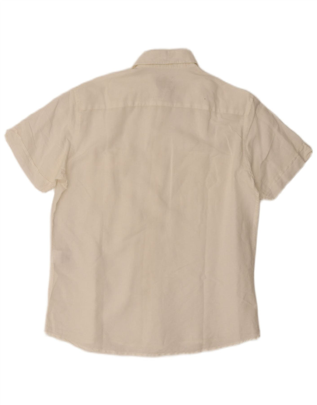 Mash Camisa de manga corta para hombre grande de lino blanco roto
