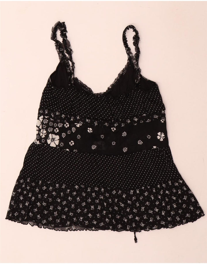 Benetton Top Camisola Mujer ES 40 Pequeño Poliéster Negro Floral