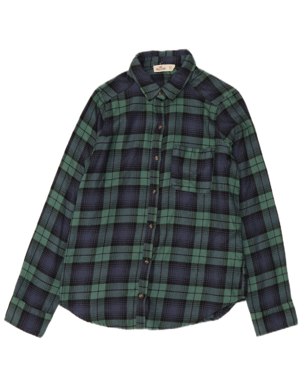 Hollister Camisa de franela extragrande para mujer UK 6 XS Viscosa a cuadros verdes