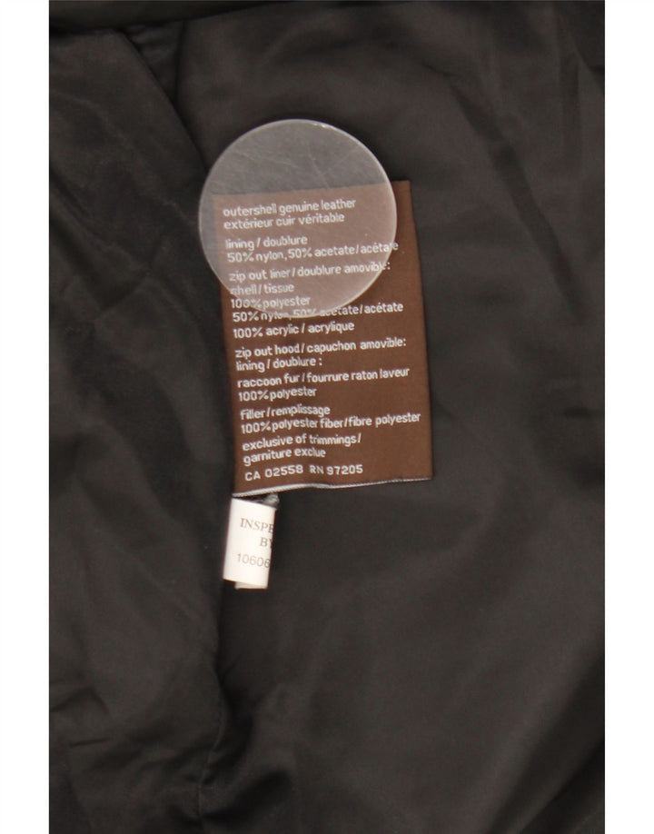 Danier Chaqueta de cuero con capucha para mujer UK 8/10 Small Black Leather