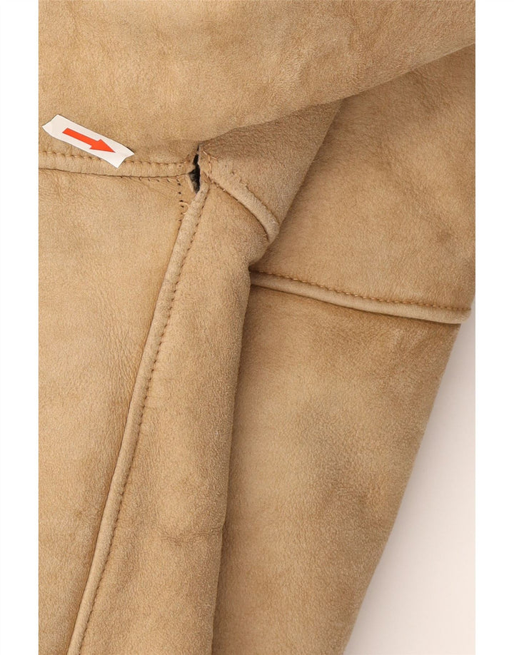 Vintage hombres shearling chaqueta Reino Unido 38 marrón medio