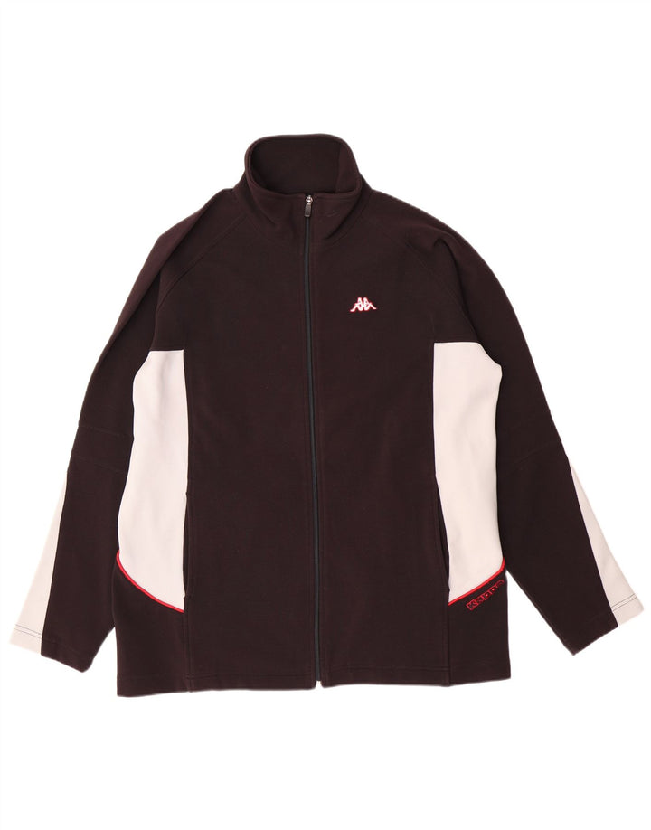 KAPPA Hombre Chándal Top Chaqueta Grande Negro Colorblock Poliéster