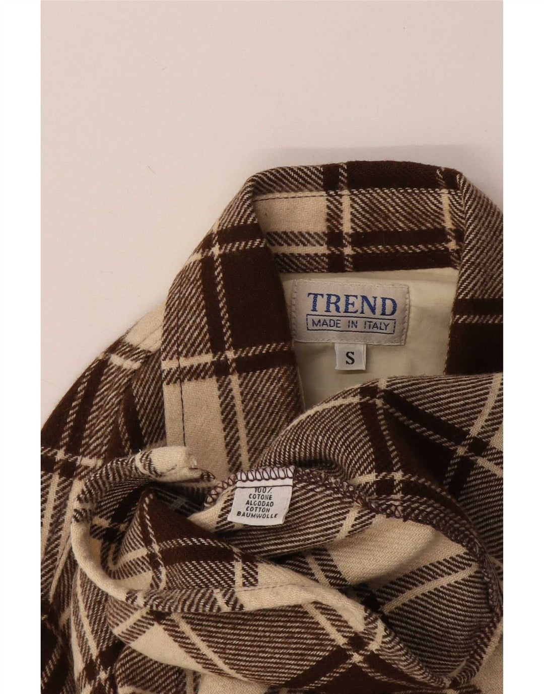 Camisa de franela de leñador Trend para hombre, algodón a cuadros marrón pequeño