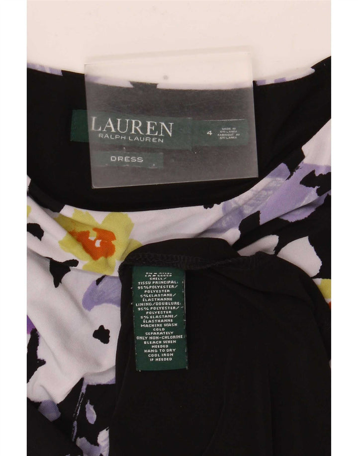 Ralph Lauren Vestido tubo para mujer US 4 Pequeño Poliéster floral negro