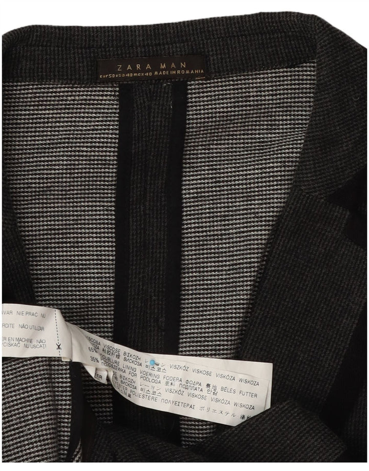 Zara Hombre Chaqueta Blazer De 1 Botón EU 50 Viscosa Gris Medio