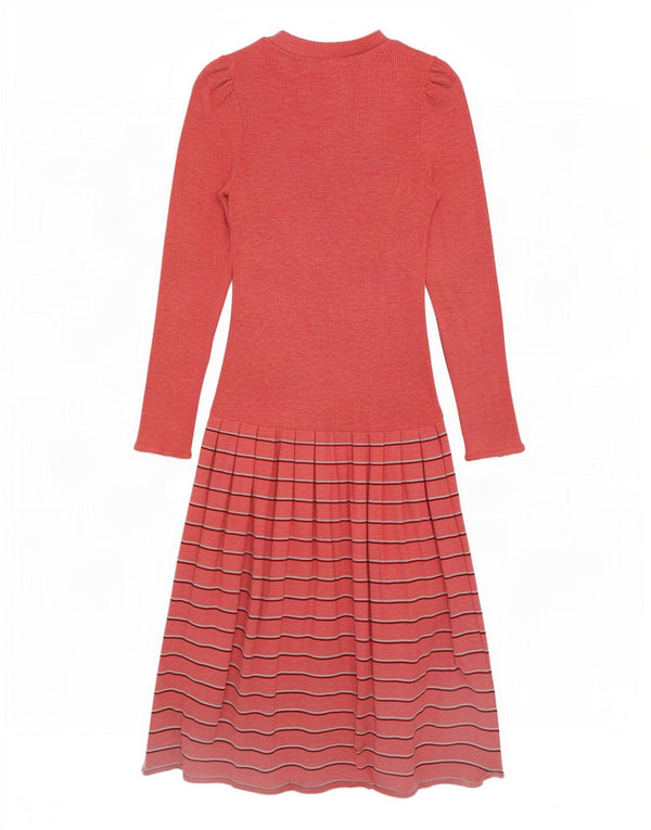 St Michael Vestido tipo jersey de manga larga para mujer UK 42 Mediano Rosa Rayas