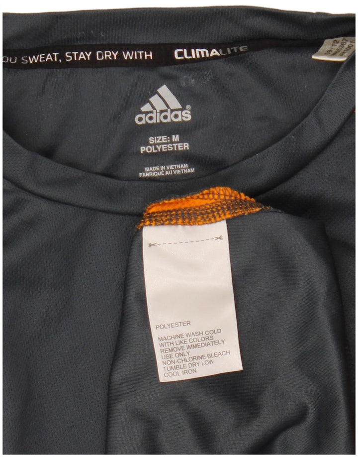 Adidas Hombre Climalite Camiseta Top Gris Medio Colorblock Poliéster