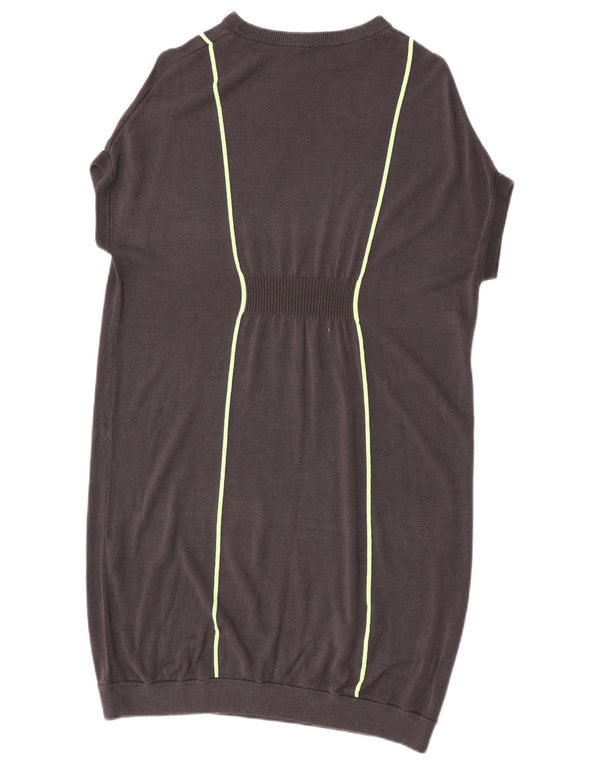 Cos Womens Short Sleeve Oversized Jumper Dress UK 10 Small Grey Striped
