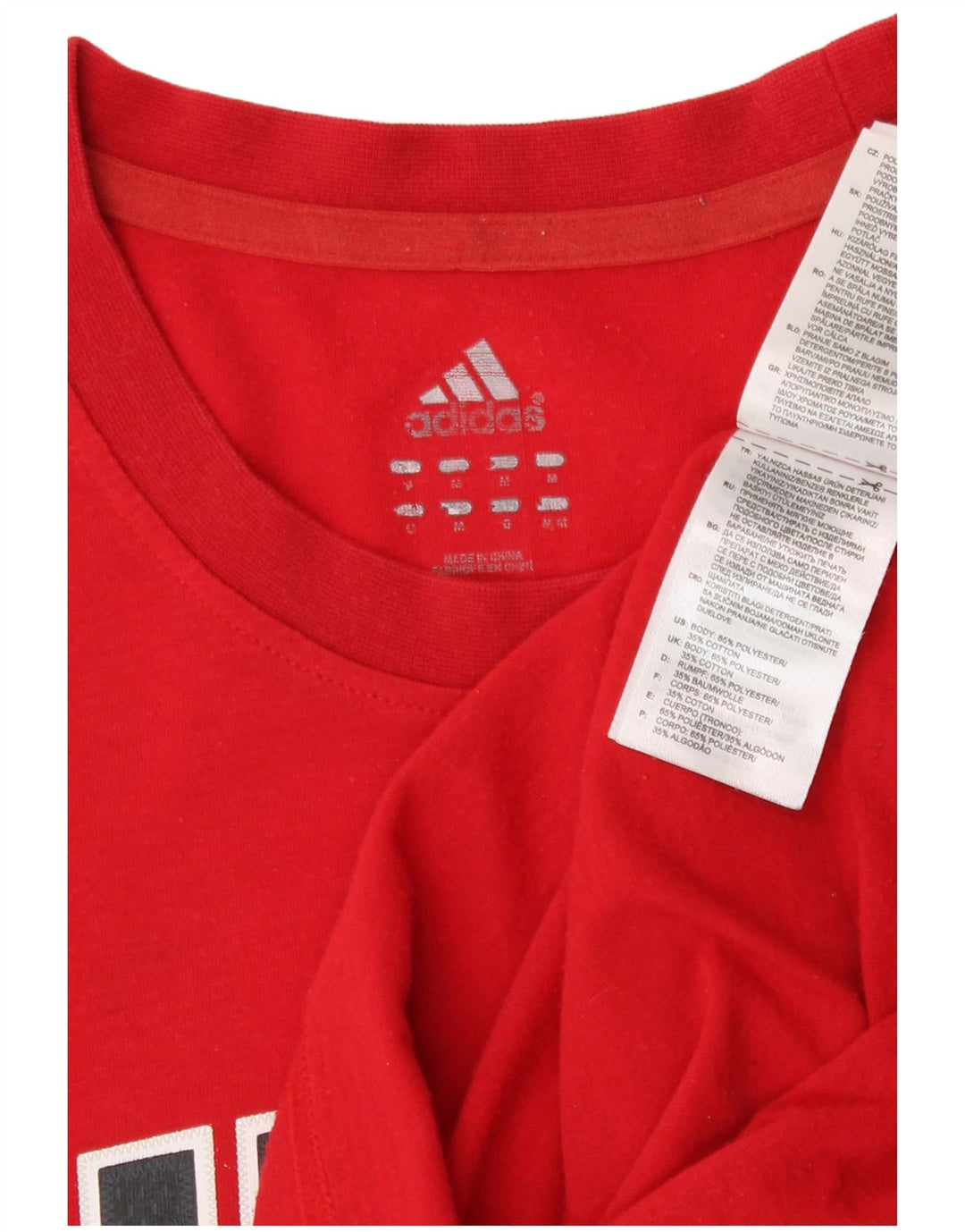 Adidas Mens Bulls Graphic Camiseta Top Medio Rojo Poliéster