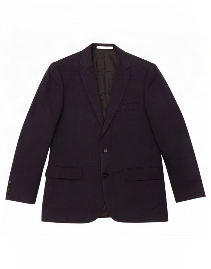 Marks & Spencer Chaqueta tipo blazer con 2 botones para hombre, talla 40, lana azul marino mediana