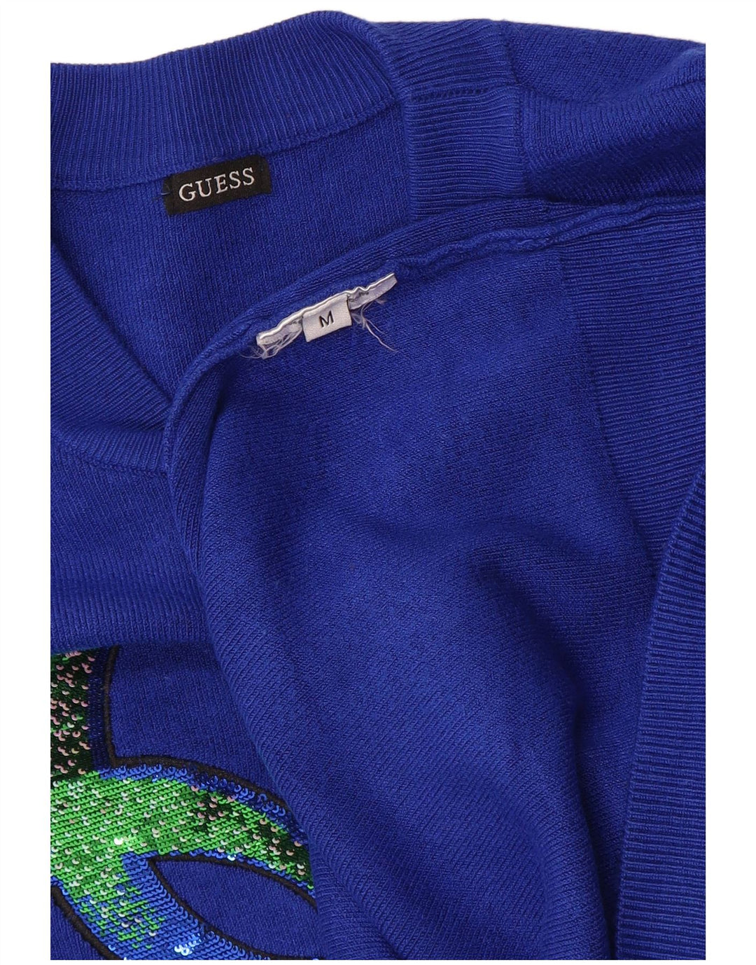 Guess Suéter gráfico con cuello redondo para mujer UK 44 Azul medio