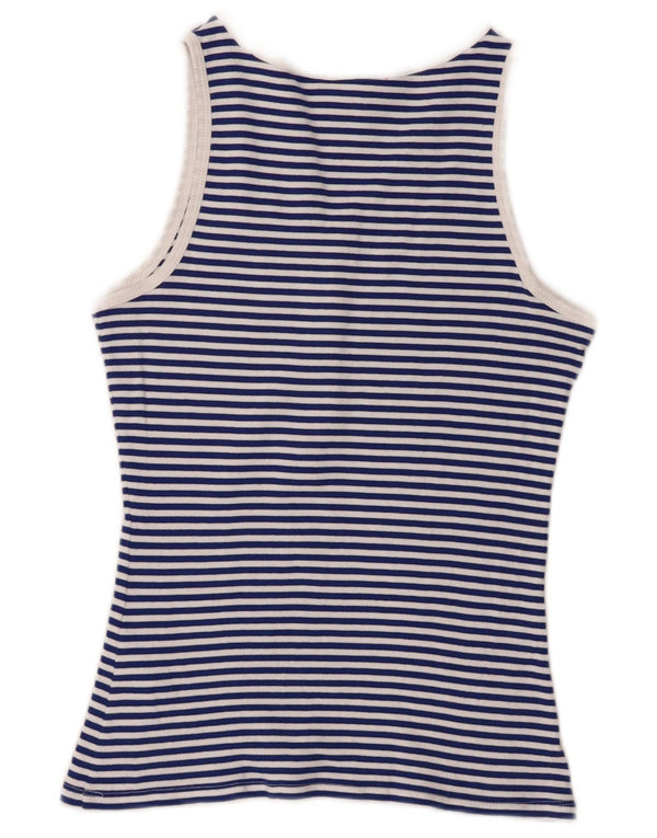 Guess Top sin mangas para mujer UK 12 Algodón a rayas azul medio