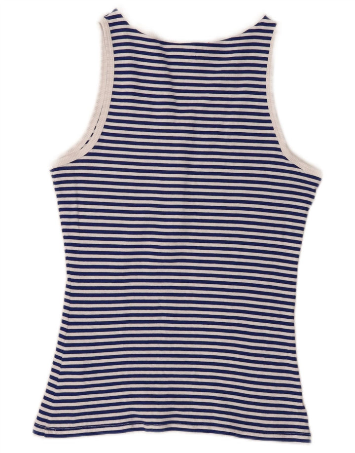 Guess Top sin mangas para mujer UK 12 Algodón a rayas azul medio