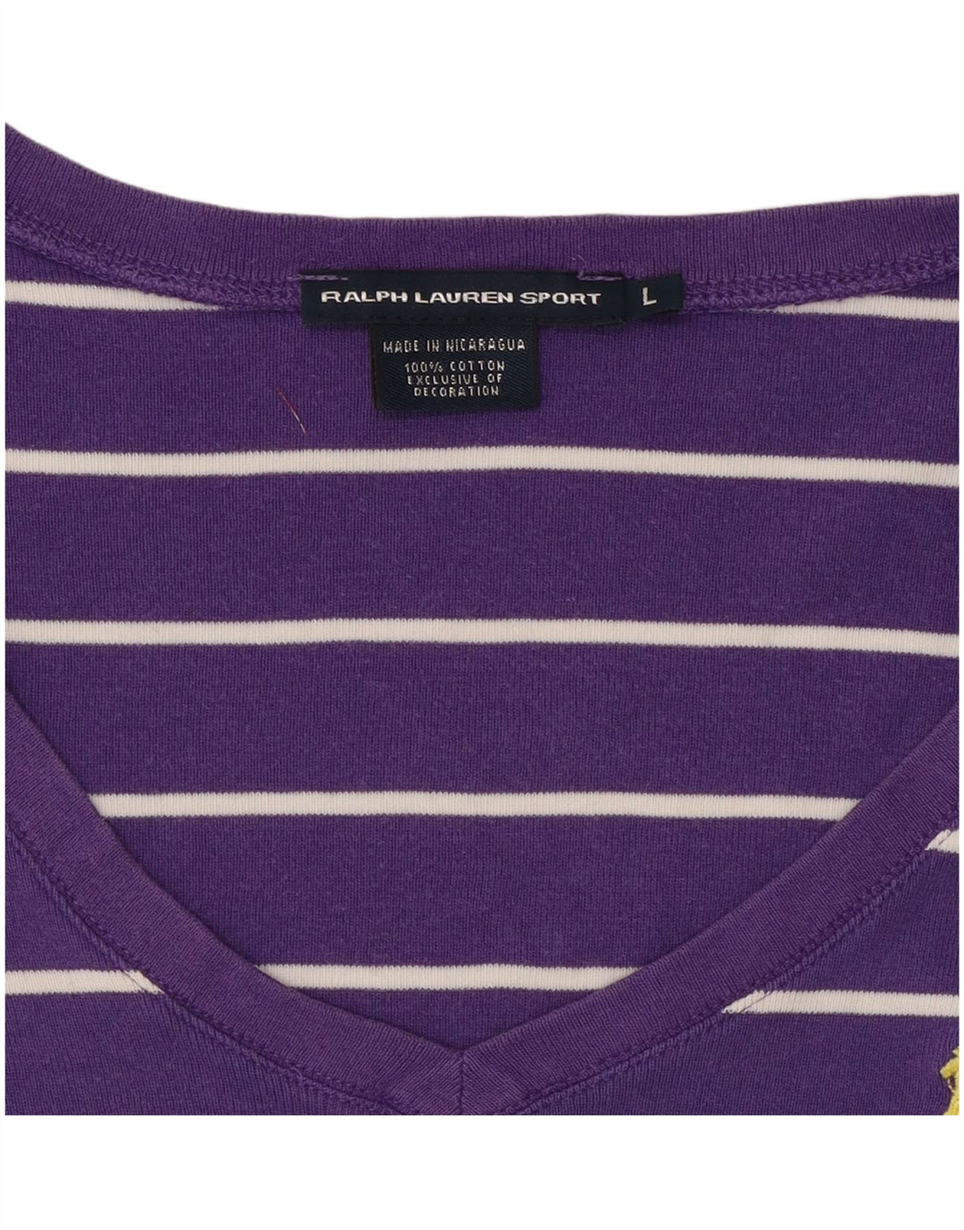 RALPH LAUREN Camiseta para mujer Top UK 40 Grande Algodón a rayas morado