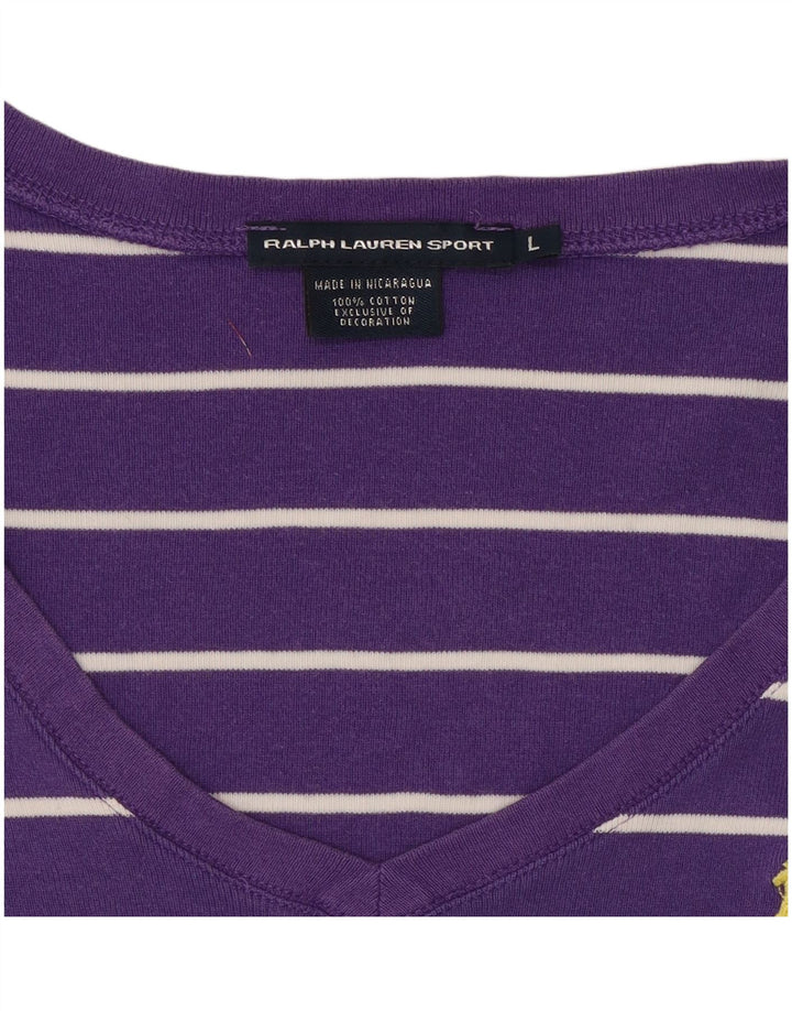 RALPH LAUREN Camiseta para mujer Top UK 40 Grande Algodón a rayas morado