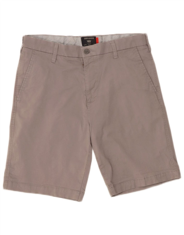 DOCKERS Pantalones cortos chinos para hombre W32 Algodón gris medio