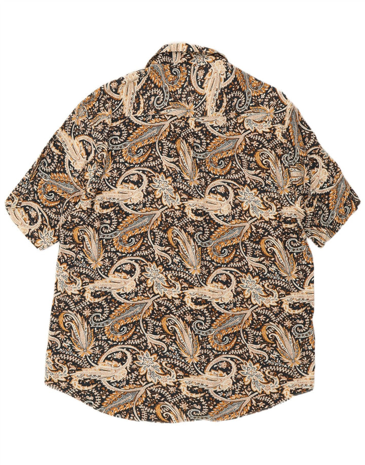 Vintage hombres camisa de manga corta grande negro Paisley