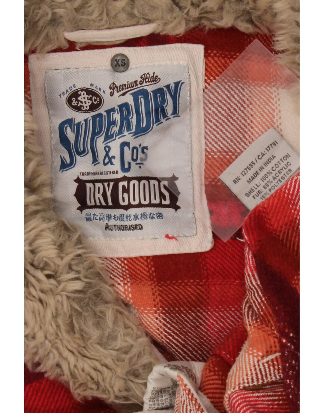 SUPERDRY Camisa de franela para mujer UK 6 XS Algodón a cuadros rojo