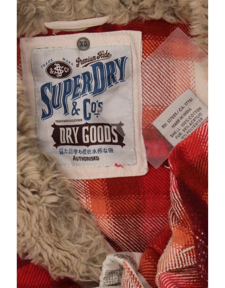 SUPERDRY Camisa de franela para mujer UK 6 XS Algodón a cuadros rojo