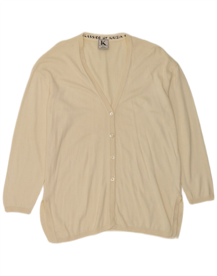 Krizia Suéter tipo cárdigan extragrande para mujer UK 18 XL Algodón blanco roto