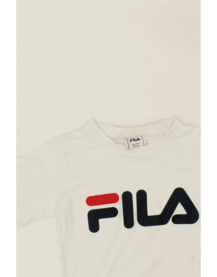 FILA Boys Graphic T-Shirt Top 5-6 Years White Cotton Vintage Fila and Second-Hand Fila from Messina Hembry 