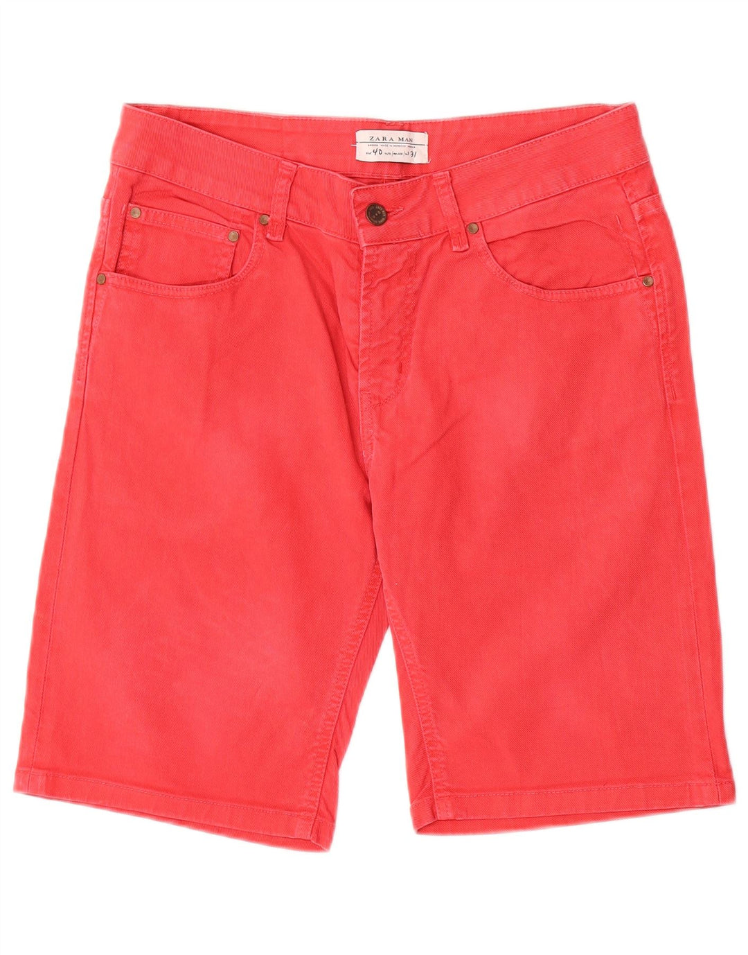 Zara Pantalones cortos de mezclilla para hombre EU 40 Medium W31 Rojo