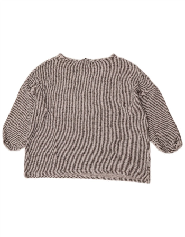 Zara Blusa extragrande de manga 3/4 para mujer UK 44 Gris medio a rayas