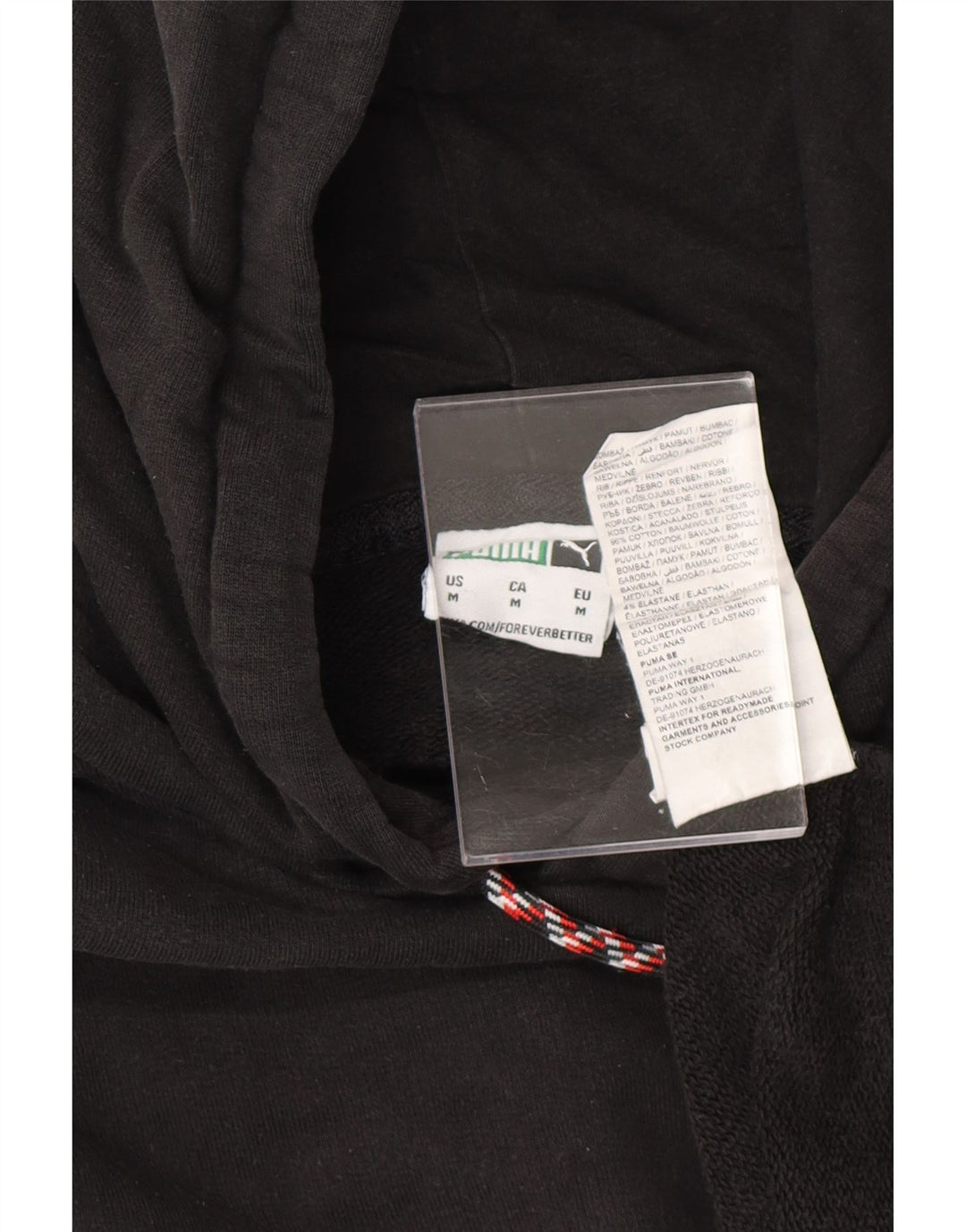 PUMA Jersey con capucha para hombre, tamaño mediano, color negro, algodón con bloques de color