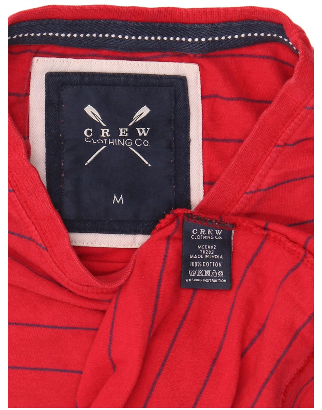 Crew Clothing Camiseta para hombre Top Mediano Algodón a rayas rojas