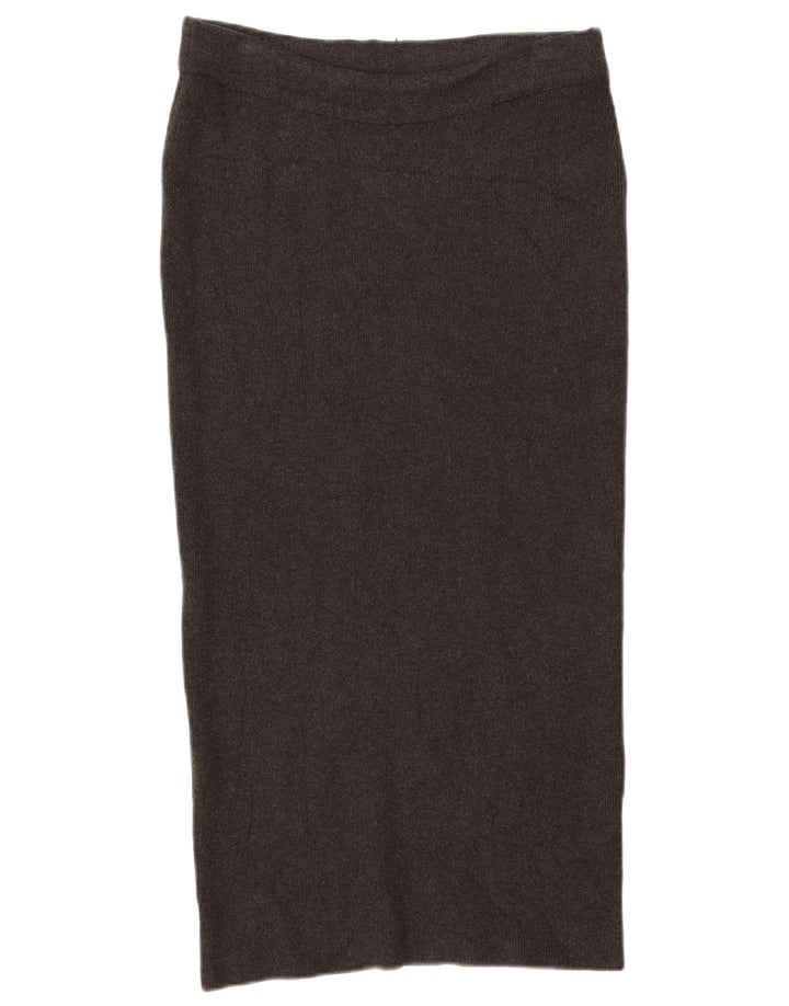 Zara Mujer Falda Recta De Punto Mediana W28 Viscosa Gris