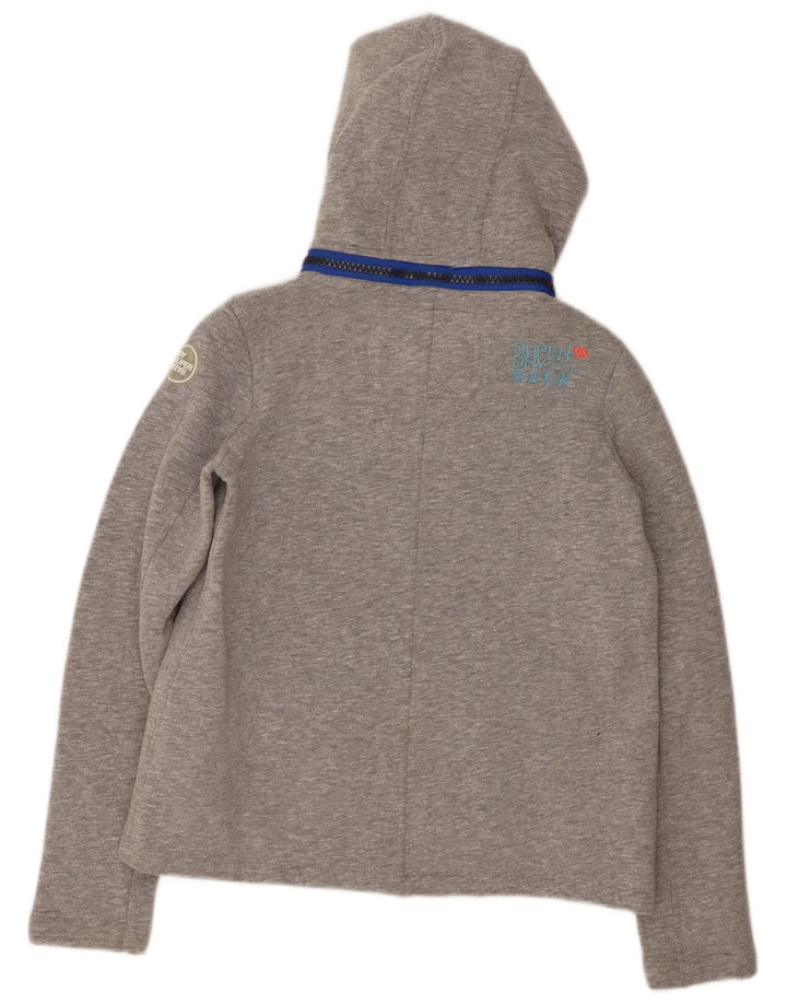 SUPERDRY Suéter con capucha y cremallera para mujer UK 10 Small Grey Poliéster