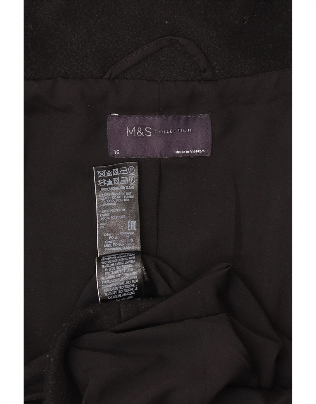 Marks & Spencer Abrigo para mujer UK 46 Grande Poliéster negro