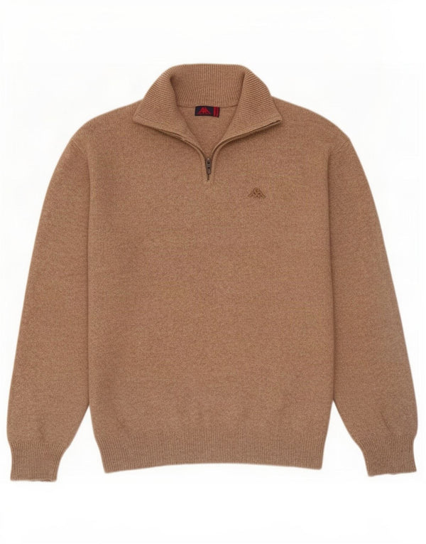 Kappa Mens Zip Neck Jumper Sweater 2XL Lana Marrón