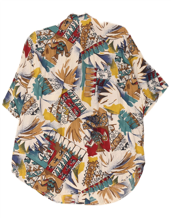 Vintage mujer camisa hawaiana de gran tamaño Reino Unido 16 grande multicolor retro