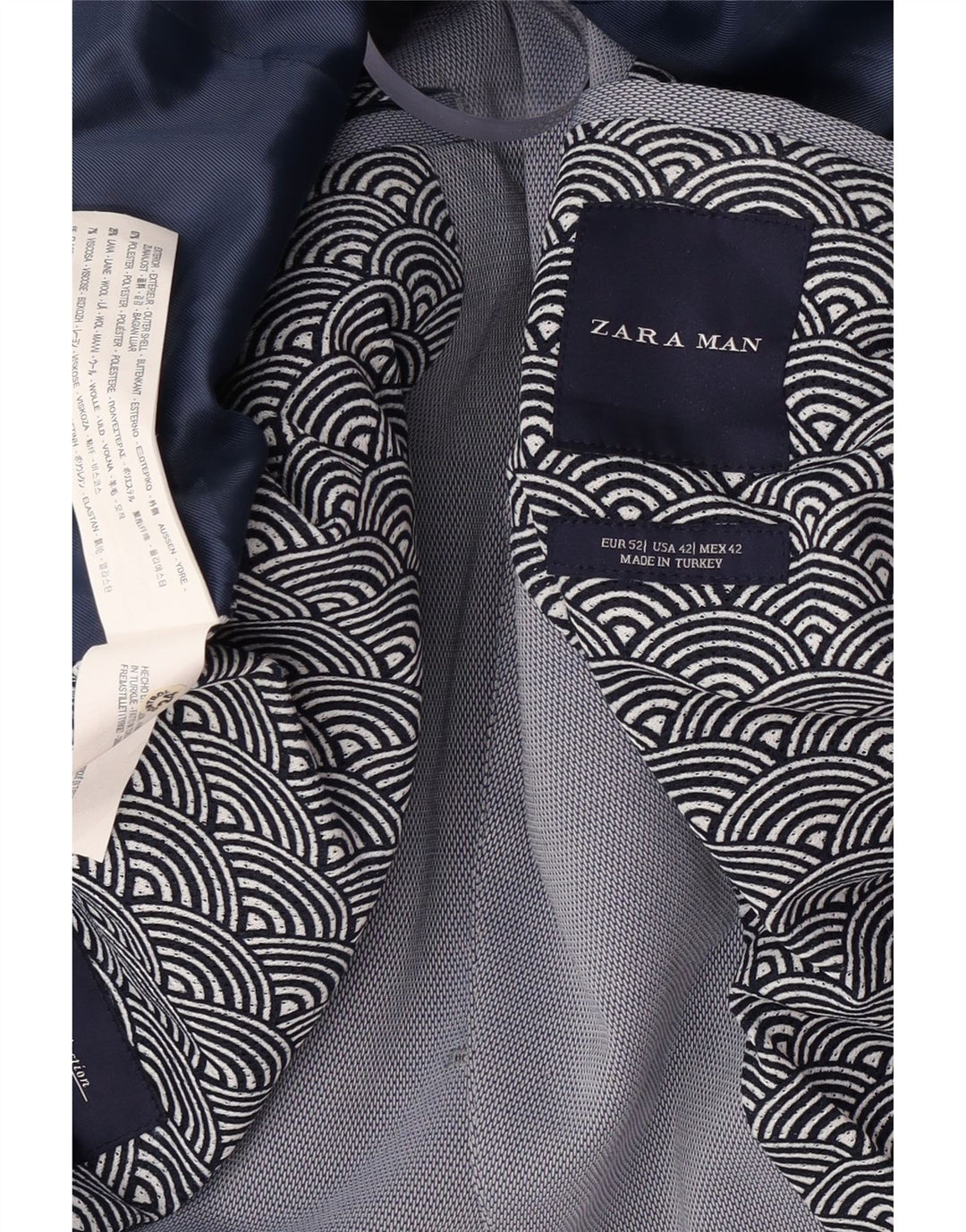 Zara Chaqueta tipo blazer de 2 botones para hombre EU 52 Poliéster azul grande